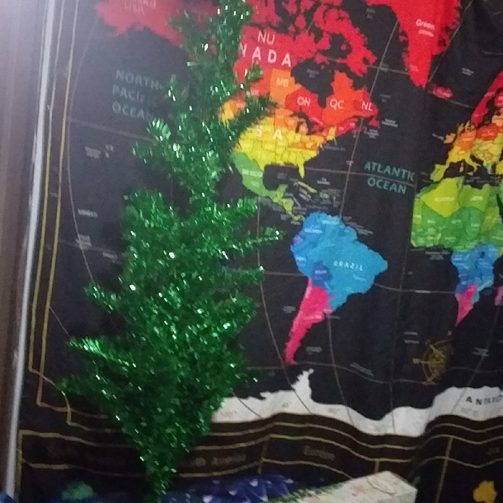 OLD school Green Tinsel Christmas Tree
